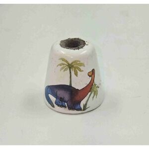 Vintage Ceramic Dinosaur Print Palm Trees Thimble Size 1"